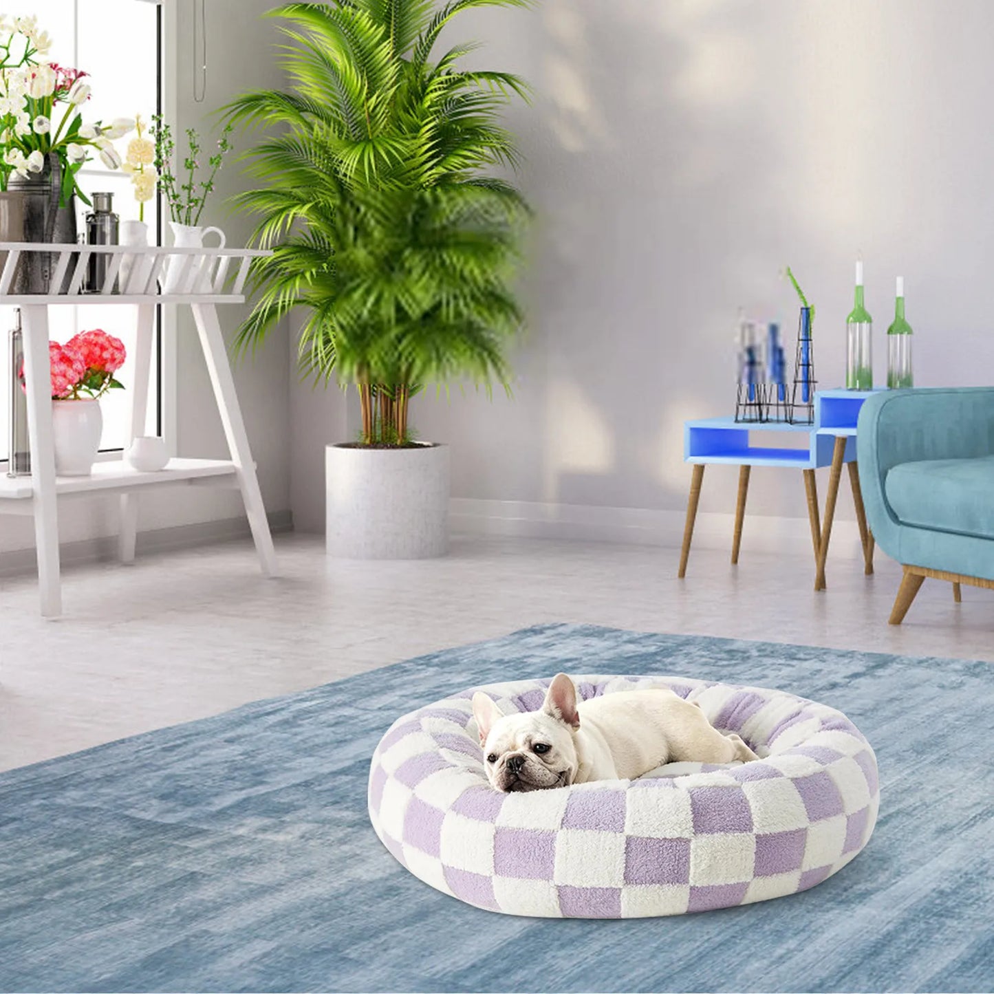 Sky Clouds Small Dog Kennel Cute Dog Bed For Pet Washable Puppy Beds Cozy Rectangle Orthopedic Pet Sofa Shaggy Plush Slip Bottom
