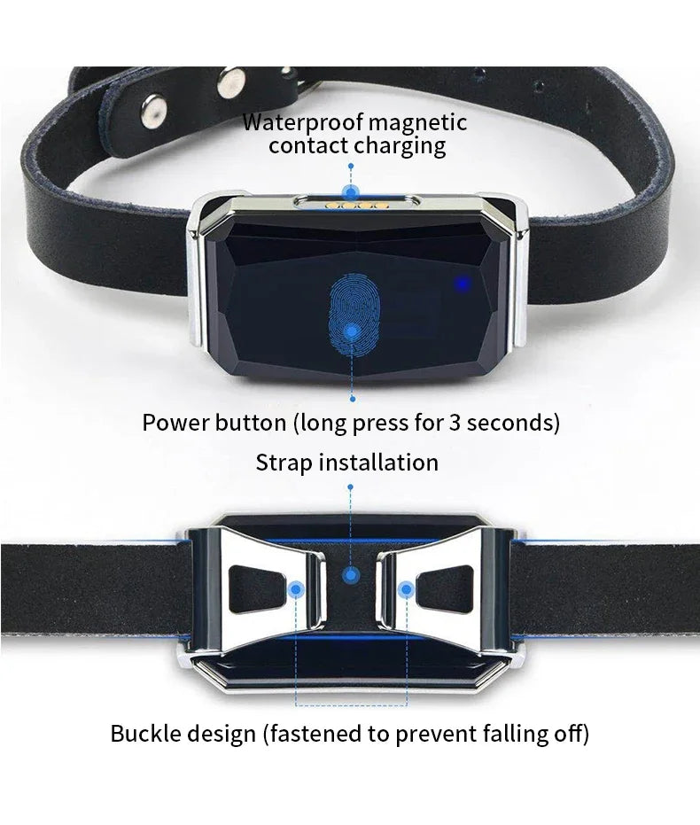 Aura Pet Collar Mini GPS Tracker, GSM Wifi LBS Anti-lost Tracker Pet Location Collar IP67 Waterproof for Pet Dog Cat Sheep Tracking