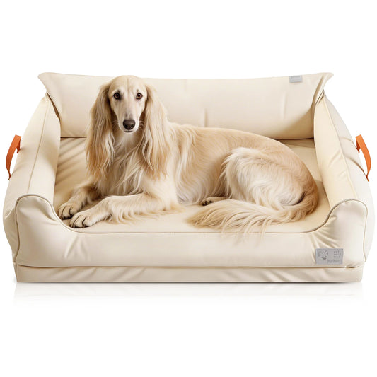 Large Dog Bed Leather Soft Plush Donut Snuggly Warm Cozy Pet Mat for Small to Extra Extra Large Dogs Rectangle Shape