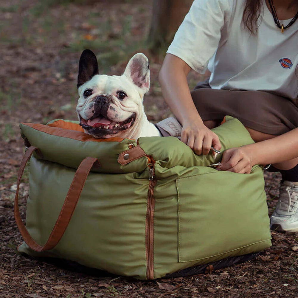 Aura Pet Outing Lathe Luxury Faux Leather Dog Car Seat/Cat Car Bed/Booster Bed Pet Booster Car Seat Dog Cat Travel Seat