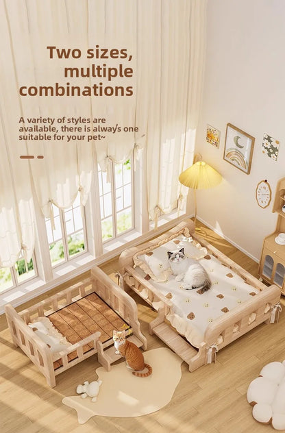Pet bed, solid wood dog bed, all-season cat bed,pet sleeping sofa,cat bed and dog bed ，cat shelf ，cat condo，wooden cat furniture