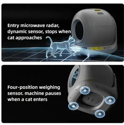 Aura 78L Self Cleaning Cat Litter Box Fully Enclosed Automatic Cat Sand Box App Control Extra Large Space Smart Pet Toilet Tray