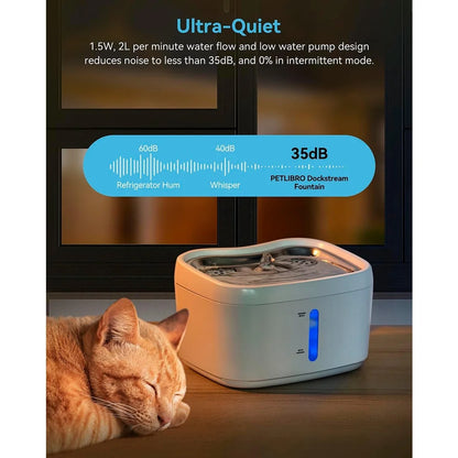 Aura Cat Water Fountain with APP Wireless Connected 84oz/2.5L Automatic Pet Water Fountain with Stainless Steel Tray Weight Sensor