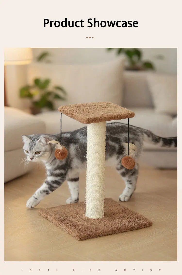 Agave Non-Shedding Cat Tree Vertical Scratching Post with Toy Self-Amusement Cat Toy Scratching Board for Small Cats