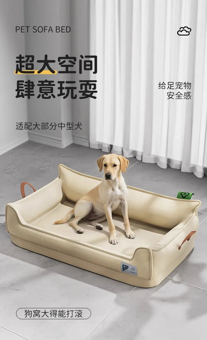 Orthopedic Leather Dog Bed Sofa – Detachable Rectangle Pet Bed with Non-Slip Bottom, Waterproof and Machine Washable for Ultima