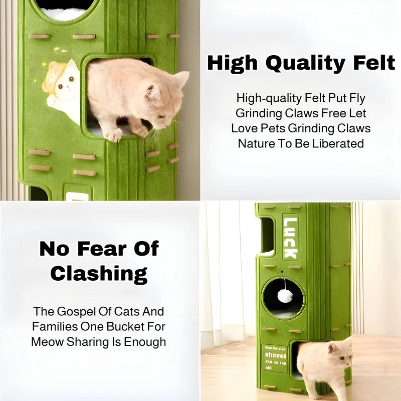 Multi-layer Cat Bed Closed Safety Cat Nest Wear-resistant Felt Cat Climbing Frame Indoor Integrated Pet Toys for All Seasons