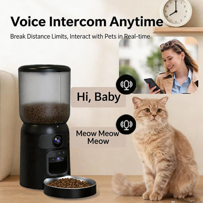 Aura Smart Automatic Cat Feeder with Camera, 1080P Video Visual Pet Food Dispenser, Timed Auto Pet Feeder for Cats and Dogs
