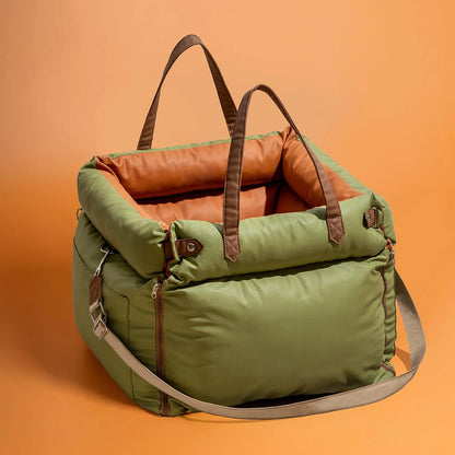 Aura Pet Outing Lathe Luxury Faux Leather Dog Car Seat/Cat Car Bed/Booster Bed Pet Booster Car Seat Dog Cat Travel Seat