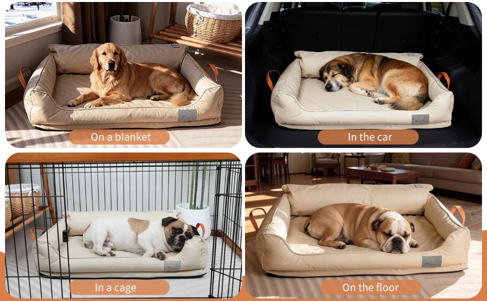 Large Dog Bed Leather Soft Plush Donut Snuggly Warm Cozy Pet Mat for Small to Extra Extra Large Dogs Rectangle Shape
