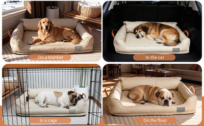 Large Dog Bed Leather Soft Plush Donut Snuggly Warm Cozy Pet Mat for Small to Extra Extra Large Dogs Rectangle Shape