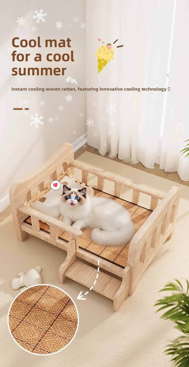 Pet bed, solid wood dog bed, all-season cat bed,pet sleeping sofa,cat bed and dog bed ，cat shelf ，cat condo，wooden cat furniture
