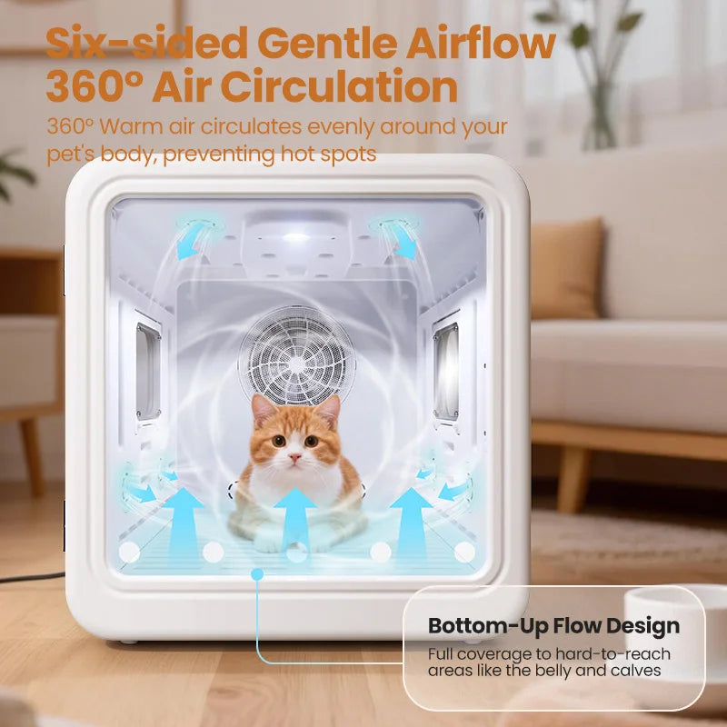 Aura Automatic Pet Drying Box 70L Smart Temperature Control Drying Pet Hair Grooming For Dog Cat Dryer 4 Speeds Ultra Quiet