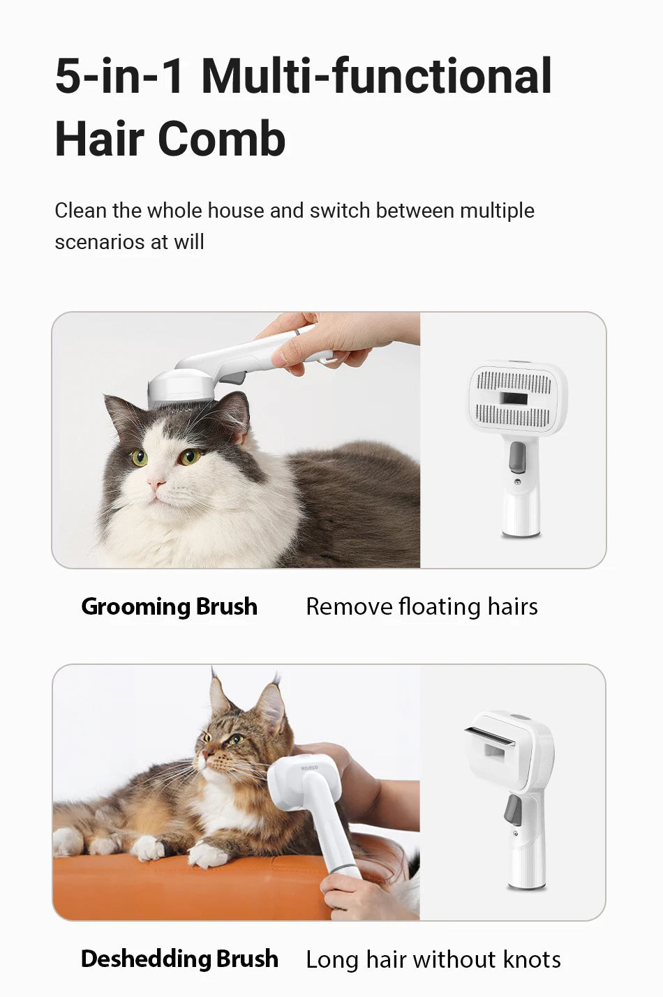 Aura Pet Multifunction Grooming Vacuum Kit 5-IN-1 Portable Household Vacuum Cleaner For Pet Cat Dog Hair Vacuum Groomer Kit