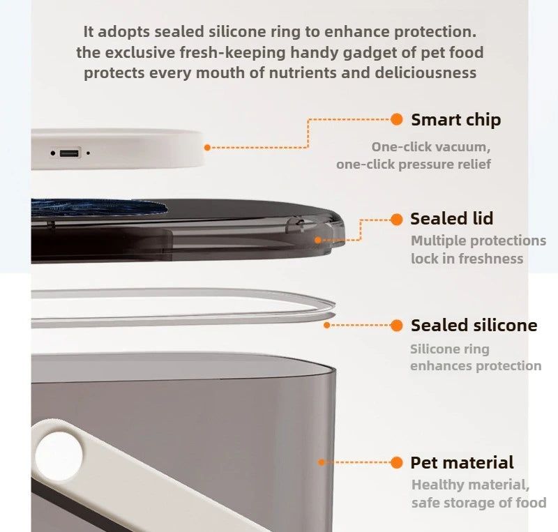 Aura Intelligent Pet Food Container Vacuum 10L Easy Clean Cat Food Storage Moisture-proof and Insect-proof Pet Products Supplies