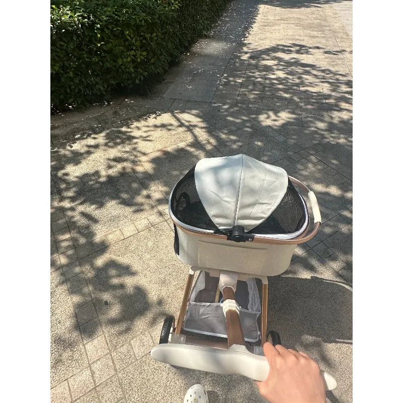 Aura Luxury Pet Stroller 3 in 1  with 4 Wheels for Medium Small Size Dogs and Cats Detachable Carrier for Puppy Kitty Doggie Stroller