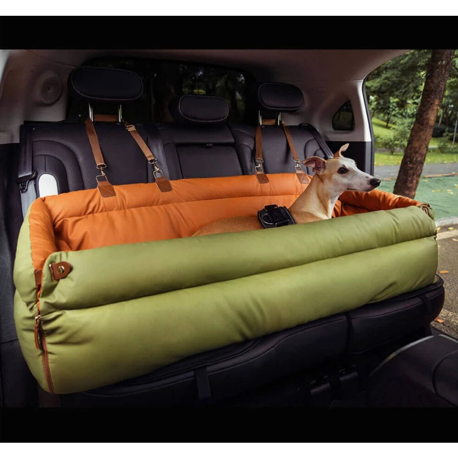 Aura Pet Outing Lathe Luxury Faux Leather Dog Car Seat/Cat Car Bed/Booster Bed Pet Booster Car Seat Dog Cat Travel Seat