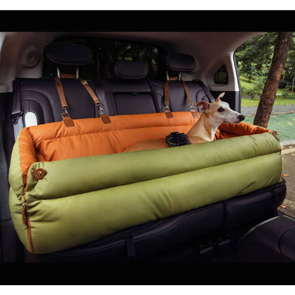 Aura Pet Outing Lathe Luxury Faux Leather Dog Car Seat/Cat Car Bed/Booster Bed Pet Booster Car Seat Dog Cat Travel Seat