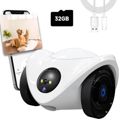 Aura Pet Camera Treat Dispenser, Movable Robot Cam for Dogs Cats, 1080P Indoor Security, 2-Way Talk, 2.4GHz WiFi Only