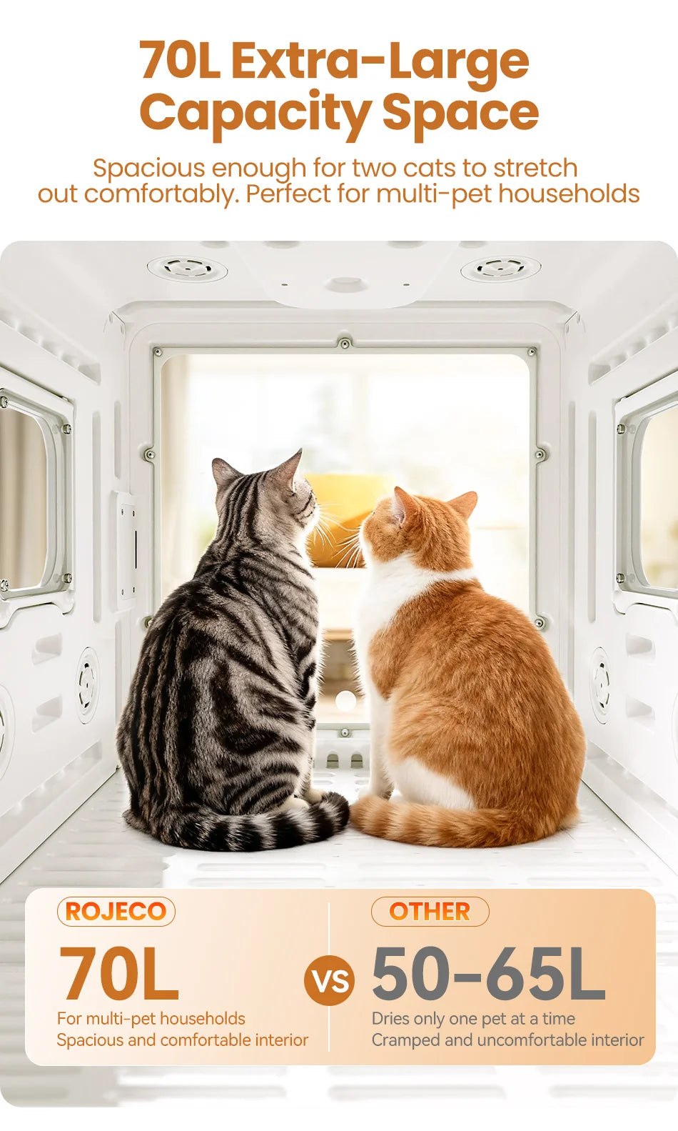 Aura Automatic Pet Drying Box 70L Smart Temperature Control Drying Pet Hair Grooming For Dog Cat Dryer 4 Speeds Ultra Quiet