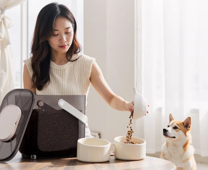Aura Intelligent Pet Food Container Vacuum 10L Easy Clean Cat Food Storage Moisture-proof and Insect-proof Pet Products Supplies