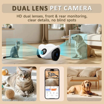 Aura Pet Camera Treat Dispenser, Movable Robot Cam for Dogs Cats, 1080P Indoor Security, 2-Way Talk, 2.4GHz WiFi Only