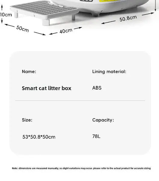 Aura 78L Self Cleaning Cat Litter Box Fully Enclosed Automatic Cat Sand Box App Control Extra Large Space Smart Pet Toilet Tray