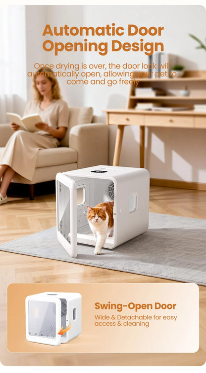 Aura Automatic Pet Drying Box 70L Smart Temperature Control Drying Pet Hair Grooming For Dog Cat Dryer 4 Speeds Ultra Quiet
