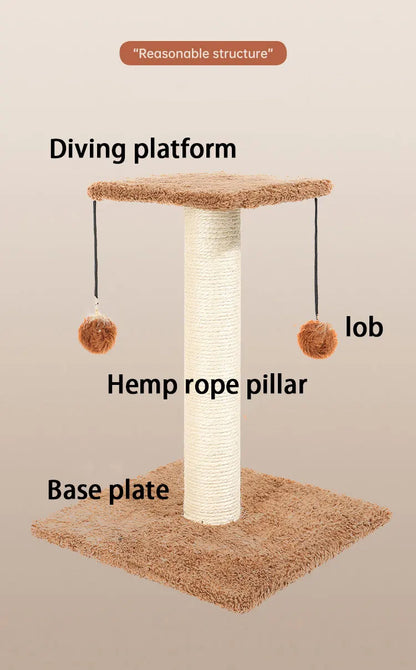 Agave Non-Shedding Cat Tree Vertical Scratching Post with Toy Self-Amusement Cat Toy Scratching Board for Small Cats