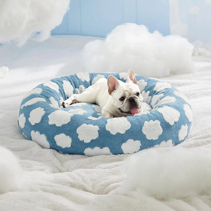 Sky Clouds Small Dog Kennel Cute Dog Bed For Pet Washable Puppy Beds Cozy Rectangle Orthopedic Pet Sofa Shaggy Plush Slip Bottom