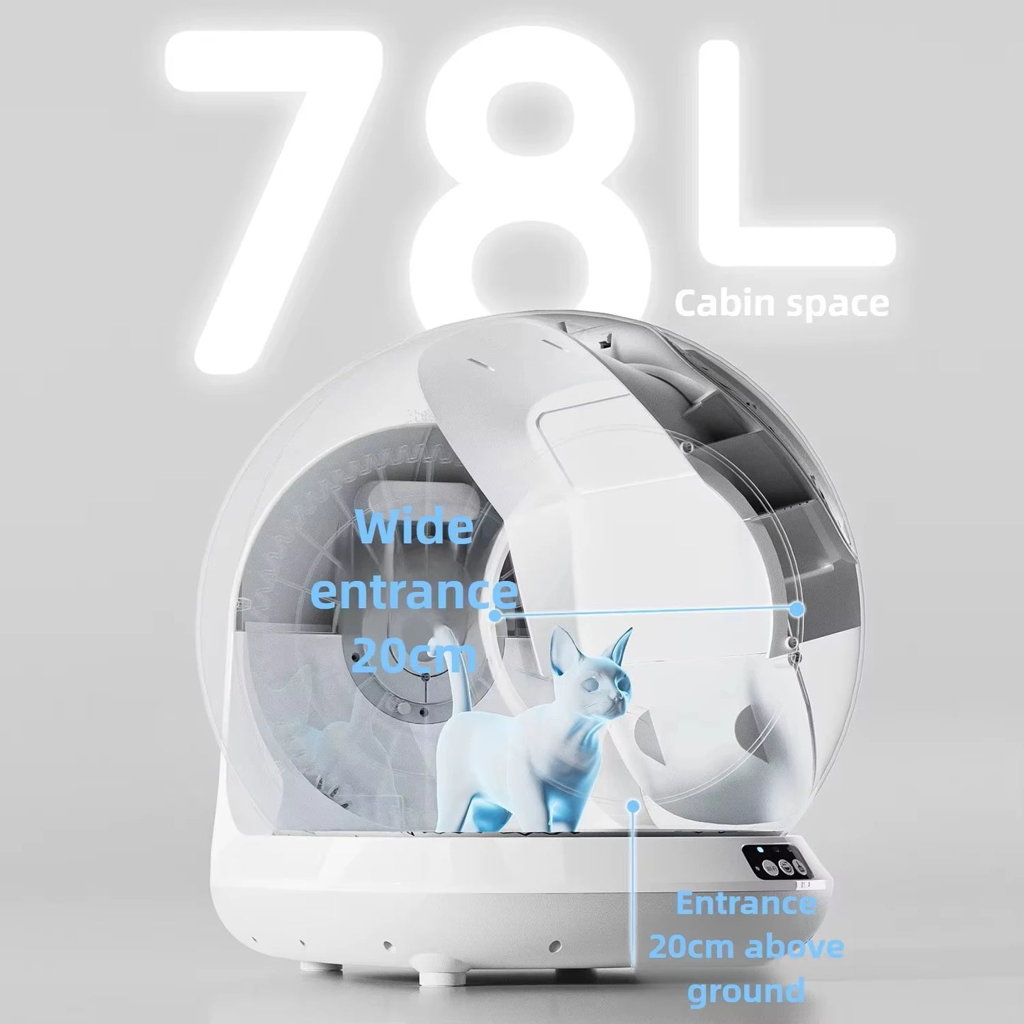 Aura 78L Self Cleaning Cat Litter Box Fully Enclosed Automatic Cat Sand Box App Control Extra Large Space Smart Pet Toilet Tray