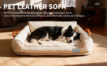 Large Dog Bed Leather Soft Plush Donut Snuggly Warm Cozy Pet Mat for Small to Extra Extra Large Dogs Rectangle Shape