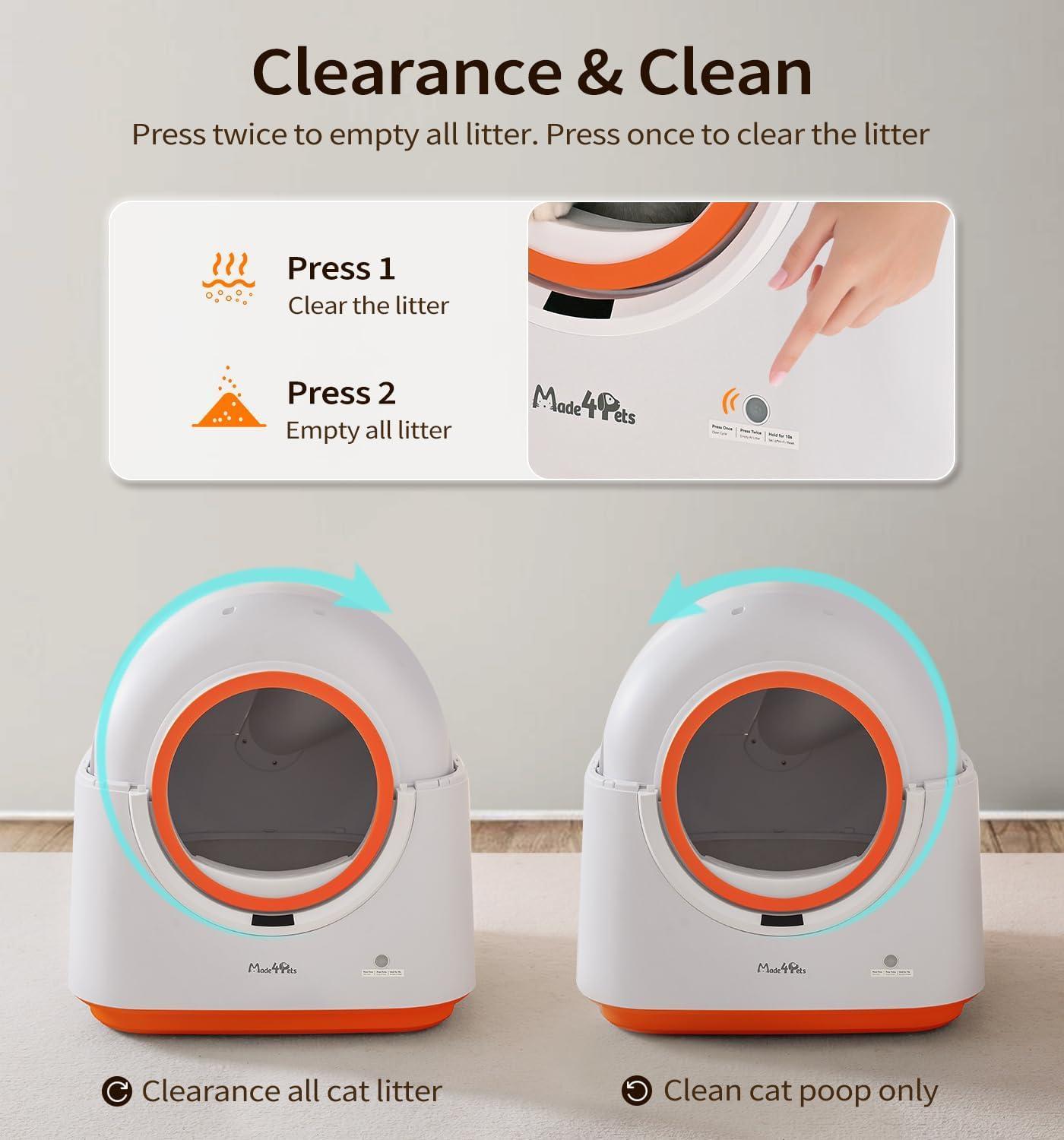 Aura 60L Automatic Cat Litter Box, Smart App Control, Deodorizing, Infrared Sensor, Suitable For Multiple Cats