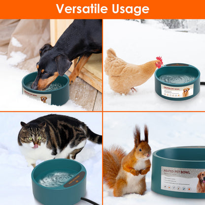 Aura 1Pc Heated Water Bowl For Dog Cat 74.4OZ Heating Water Dish IP67 Waterproof Thermal Water Bowl Heated Pet Bowl Dog Cat Water Feeder Bowl For Dog Cat Rabbit Pet