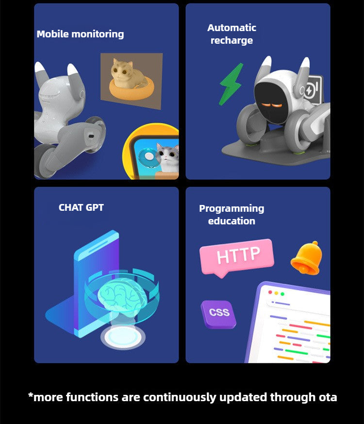 Aura Smart Pet Robot | AI Interactive,Gesture Control,Voice Commands,Home Monitoring,Multilingual Support,Children's Companion