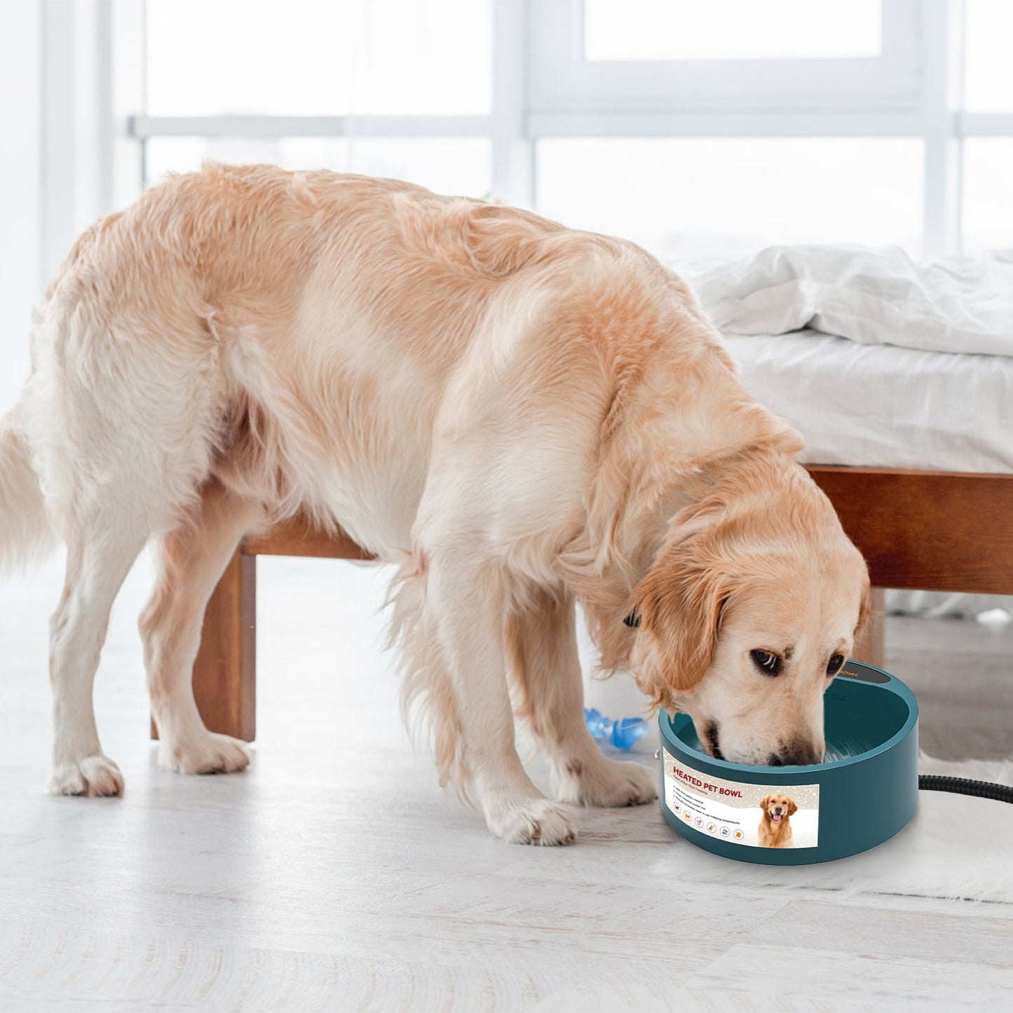 Aura 1Pc Heated Water Bowl For Dog Cat 74.4OZ Heating Water Dish IP67 Waterproof Thermal Water Bowl Heated Pet Bowl Dog Cat Water Feeder Bowl For Dog Cat Rabbit Pet
