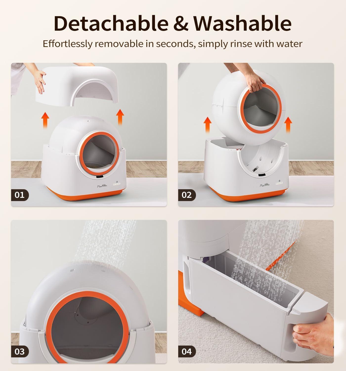 Aura 60L Automatic Cat Litter Box, Smart App Control, Deodorizing, Infrared Sensor, Suitable For Multiple Cats