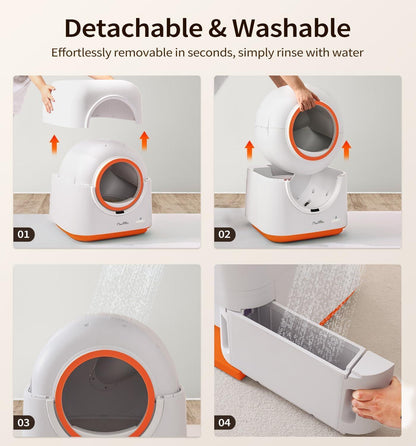 Aura 60L Automatic Cat Litter Box, Smart App Control, Deodorizing, Infrared Sensor, Suitable For Multiple Cats