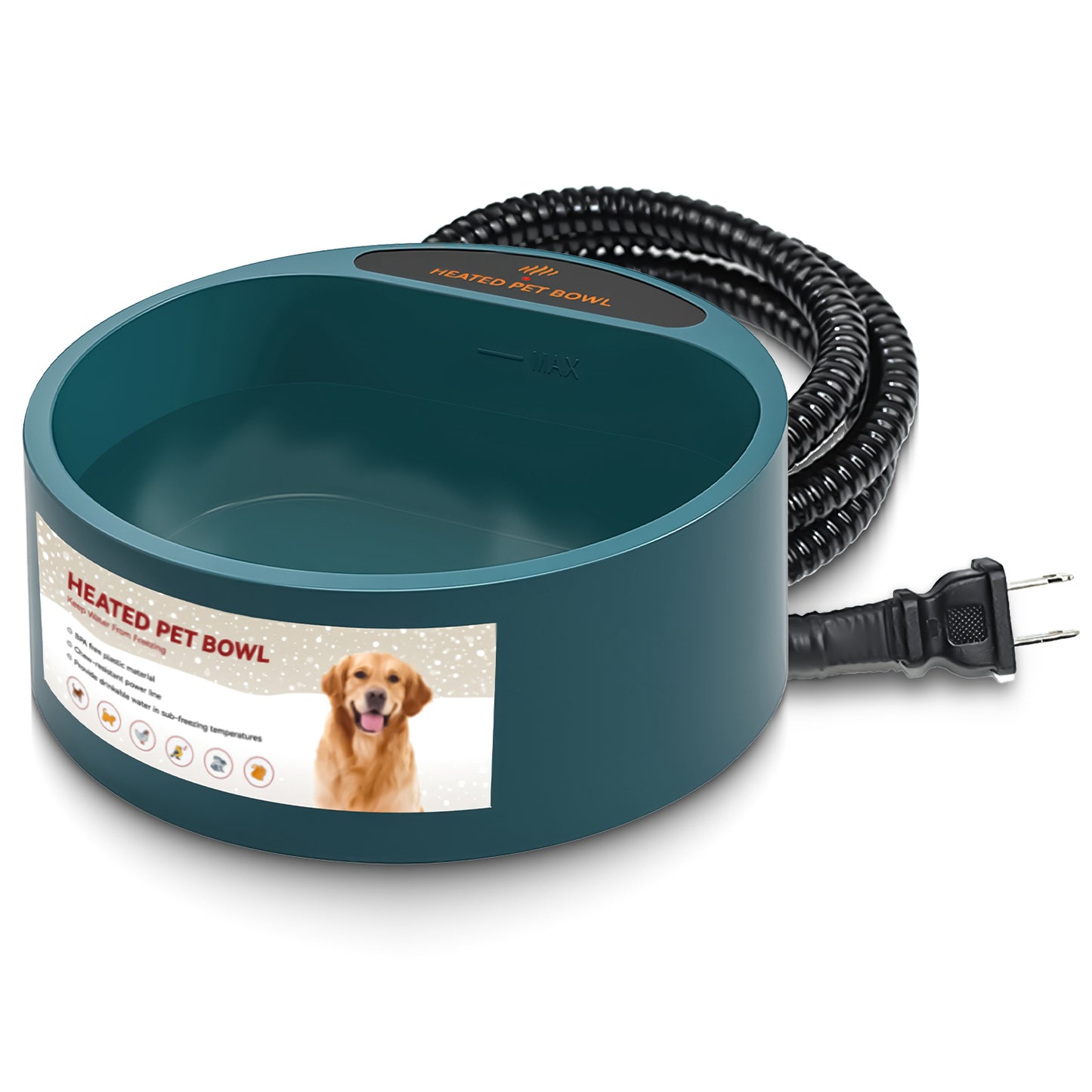 Aura 1Pc Heated Water Bowl For Dog Cat 74.4OZ Heating Water Dish IP67 Waterproof Thermal Water Bowl Heated Pet Bowl Dog Cat Water Feeder Bowl For Dog Cat Rabbit Pet